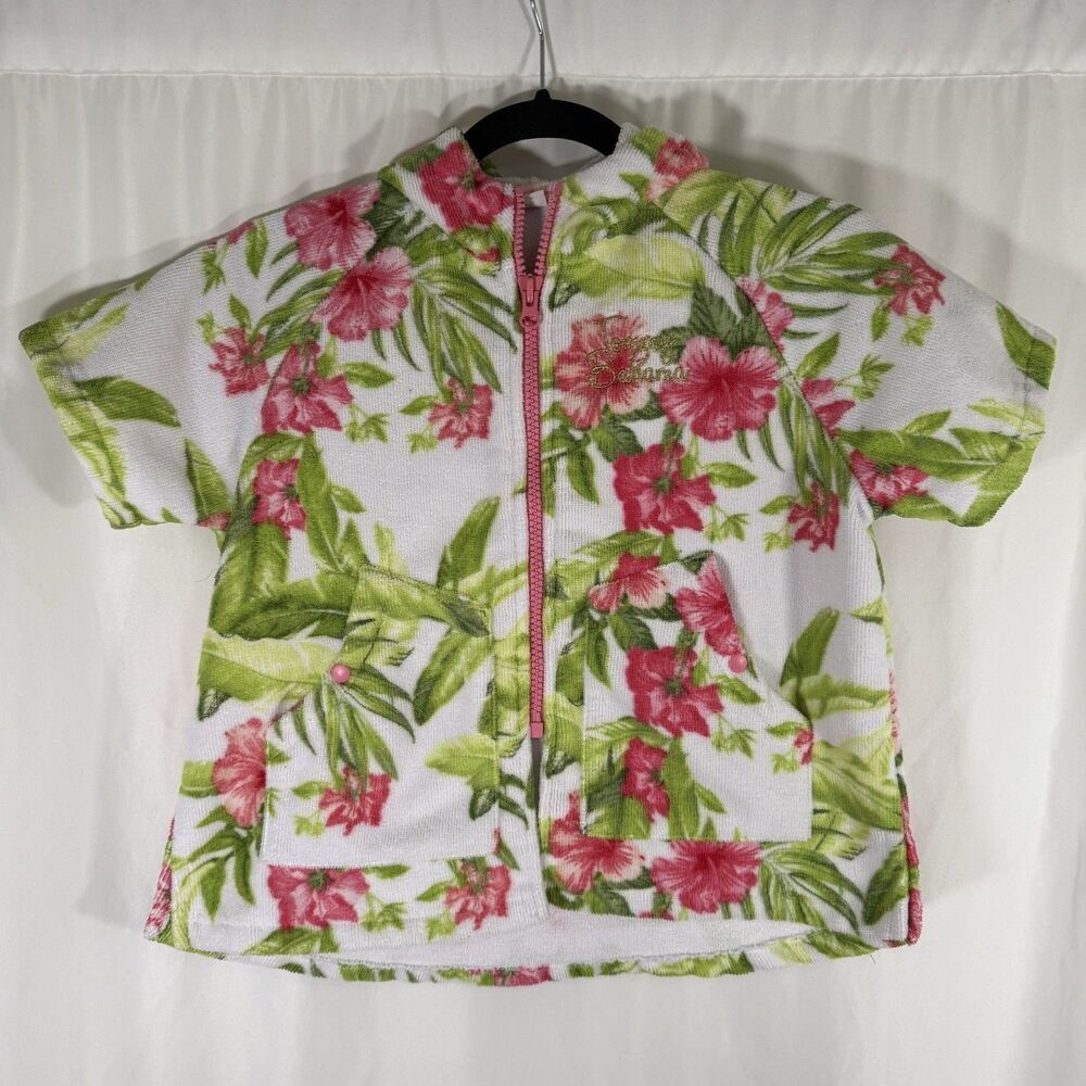 Tommy Bahama Swim Cover Girl Small Medium 3 6 Floral Full Zip Hooded Terry Cloth